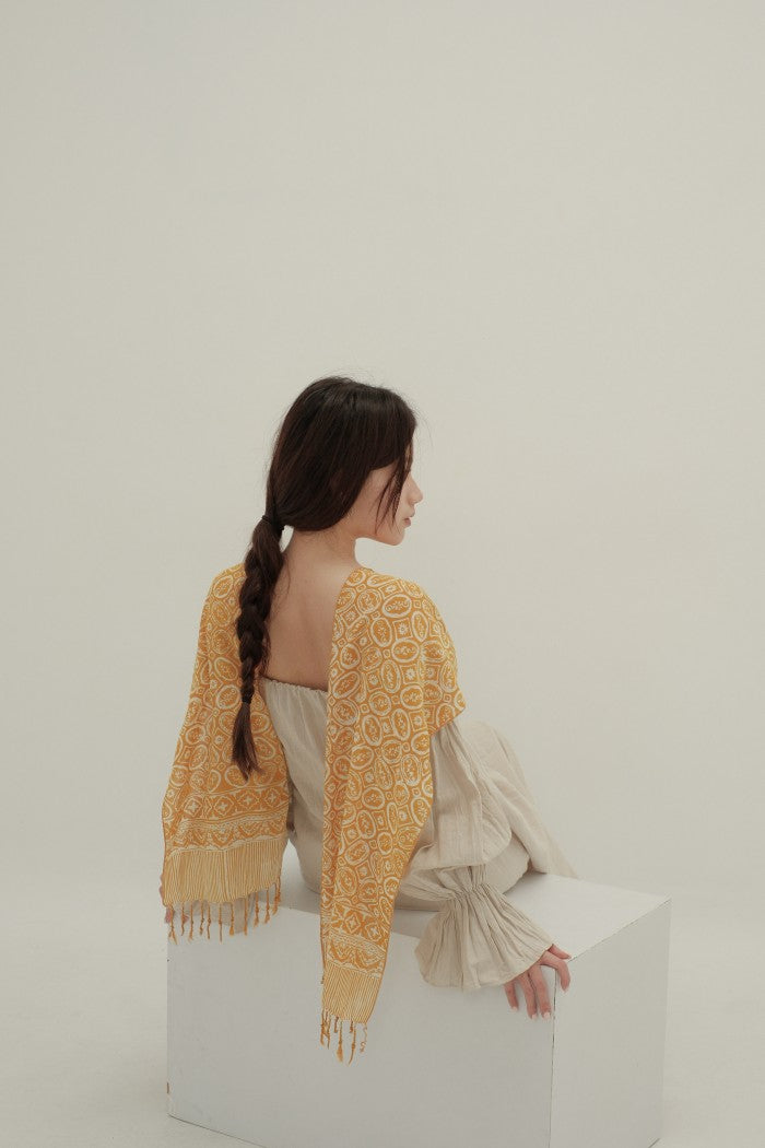 Scarf Batik Kawung Bunga - Yellow | TCK