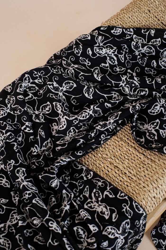 Selendang Batik TCE Daun Rambat Black - 80