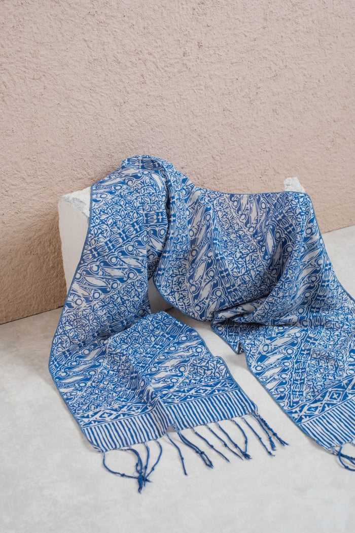 Scarf Batik TCB Parang Kawung Blue