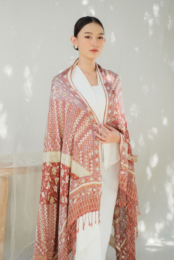 Selendang Sutra Batik Tulis - Rimba Jawi - Red