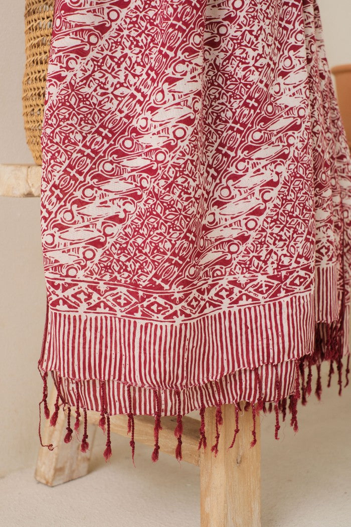Selendang Batik TCN Parang Kawung Maroon - 80