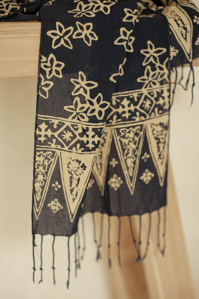 Scarf Batik Bunga Melati - Blue | DNC