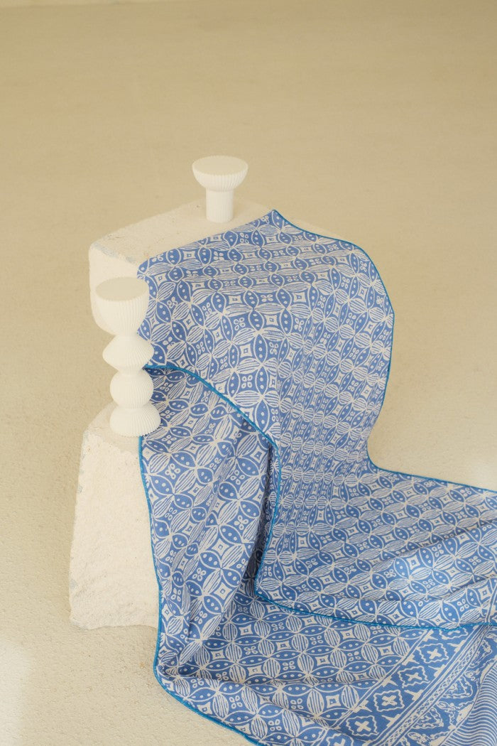 Scarf Batik TCB Kawung Bribil Blue
