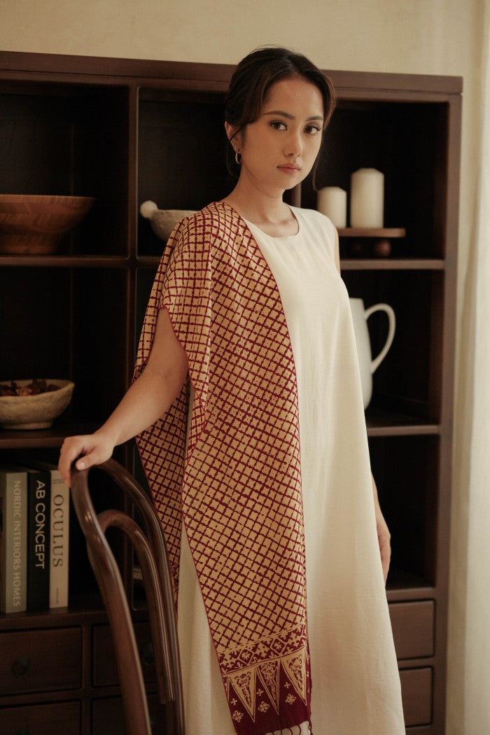 Scarf Batik Wora Wori - Maroon | DNN