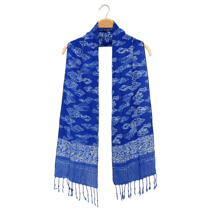 Syal Katun Paris Batik 25x140 C11 Biru Tua / Selendang / Scarf