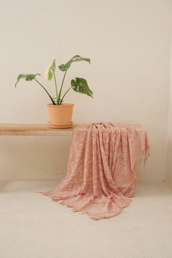 Selendang Batik TCL Daun Rambat Cream - 80