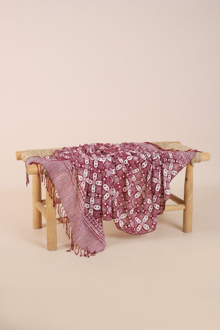 Selendang Batik TCN Kawung Maroon - 80