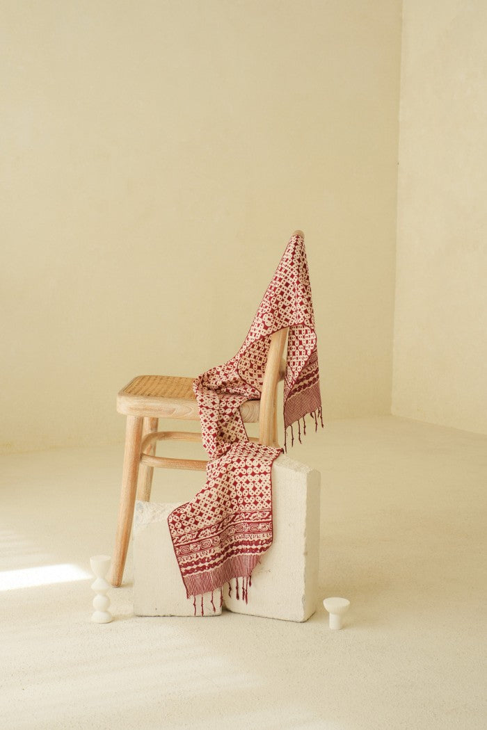 Scarf Batik TCN Kawung Sen Maroon