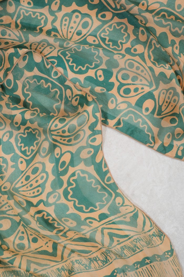 Syal Batik Sutra Kupu - Green - 45