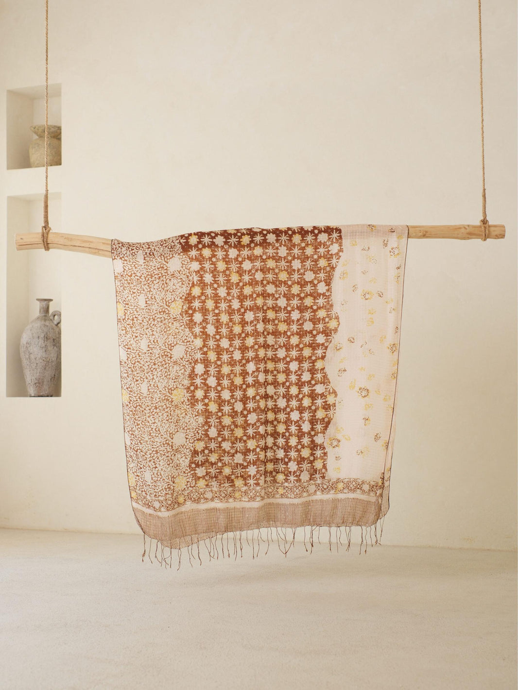 Batik Ratu - Selendang Sutra Batik - Truntum Daun - Brown