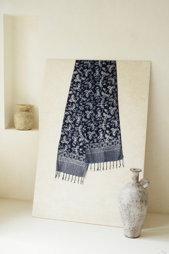 Scarf Batik TCC Daun Rambat Blue