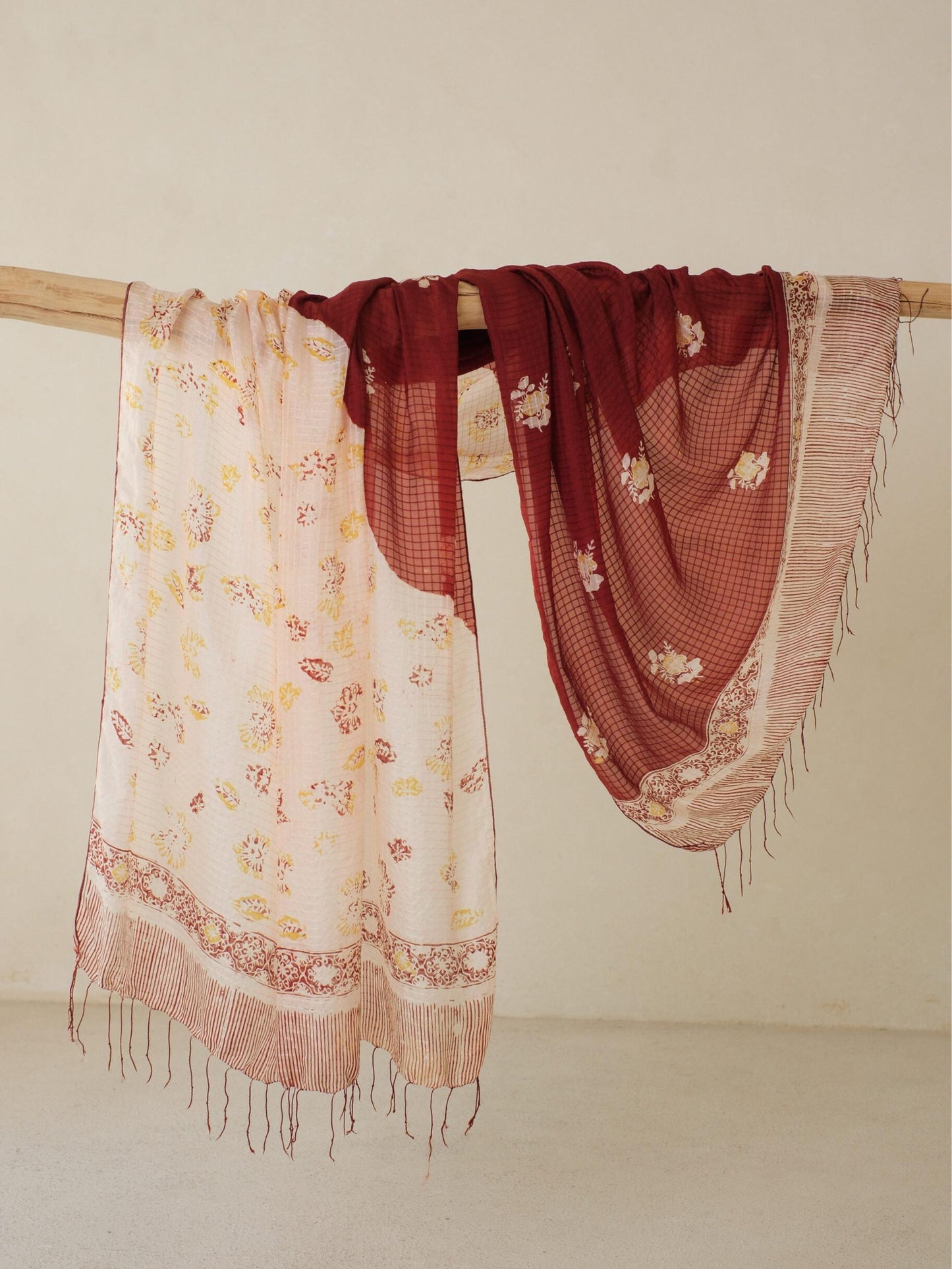 Batik Ratu - Selendang Sutra Batik - Selaras Brown Pink 1