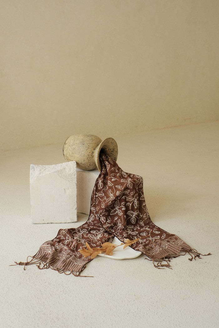 Scarf Batik TCR Daun Rambat Brown