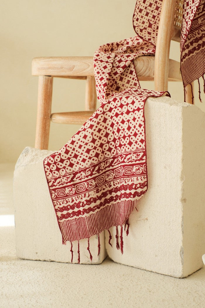 Scarf Batik TCN Kawung Sen Maroon