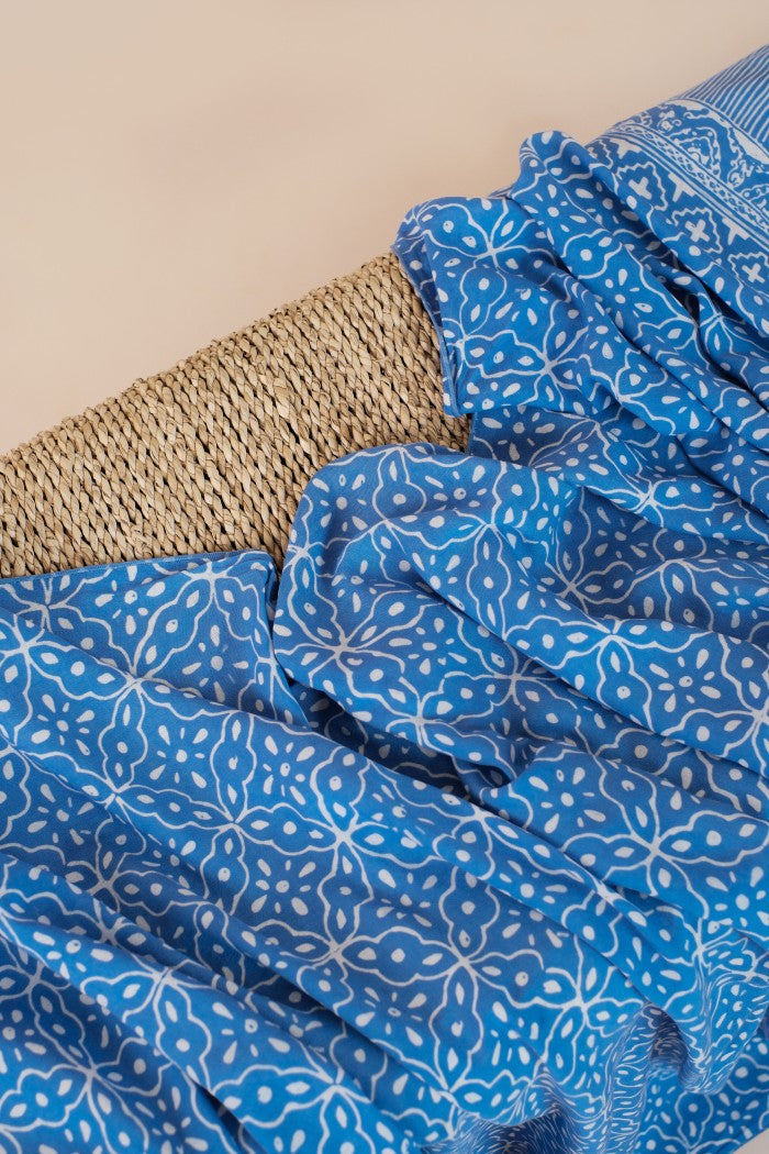 Selendang Batik TCB Kawung 2 Blue - 80