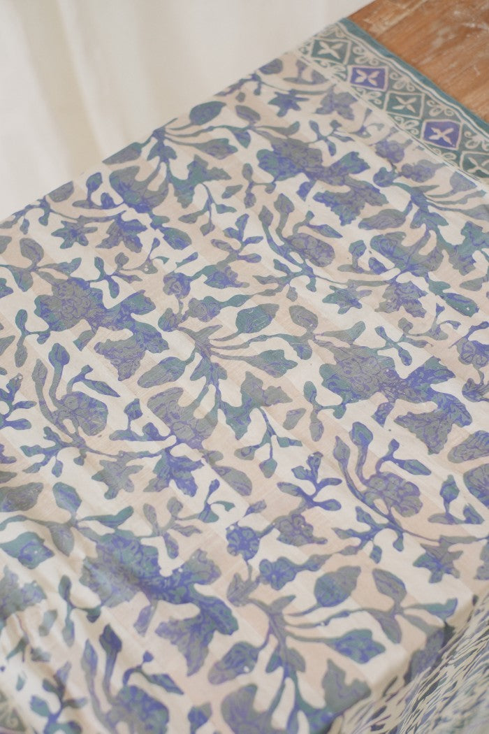 Daun Puring in Blue - Syal Batik Sutra - 55