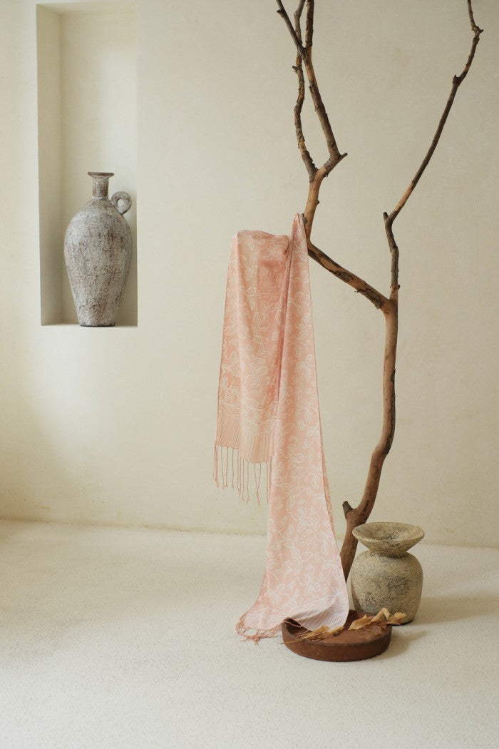 Scarf Batik TCL Daun Rambat Cream