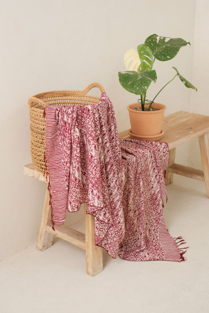 Selendang Batik TCN Parang Kawung Maroon - 80