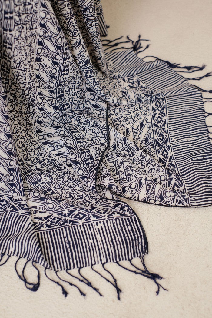 Selendang Batik TCC Parang Kawung Blue - 80