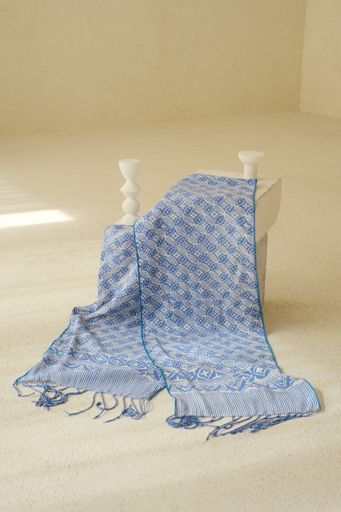 Scarf Batik TCB Kawung Bribil Blue