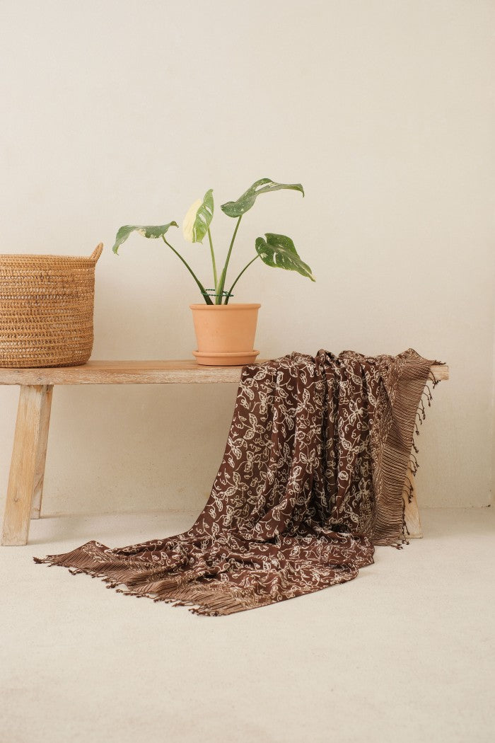 Selendang Batik TCR Daun Rambat Brown - 80