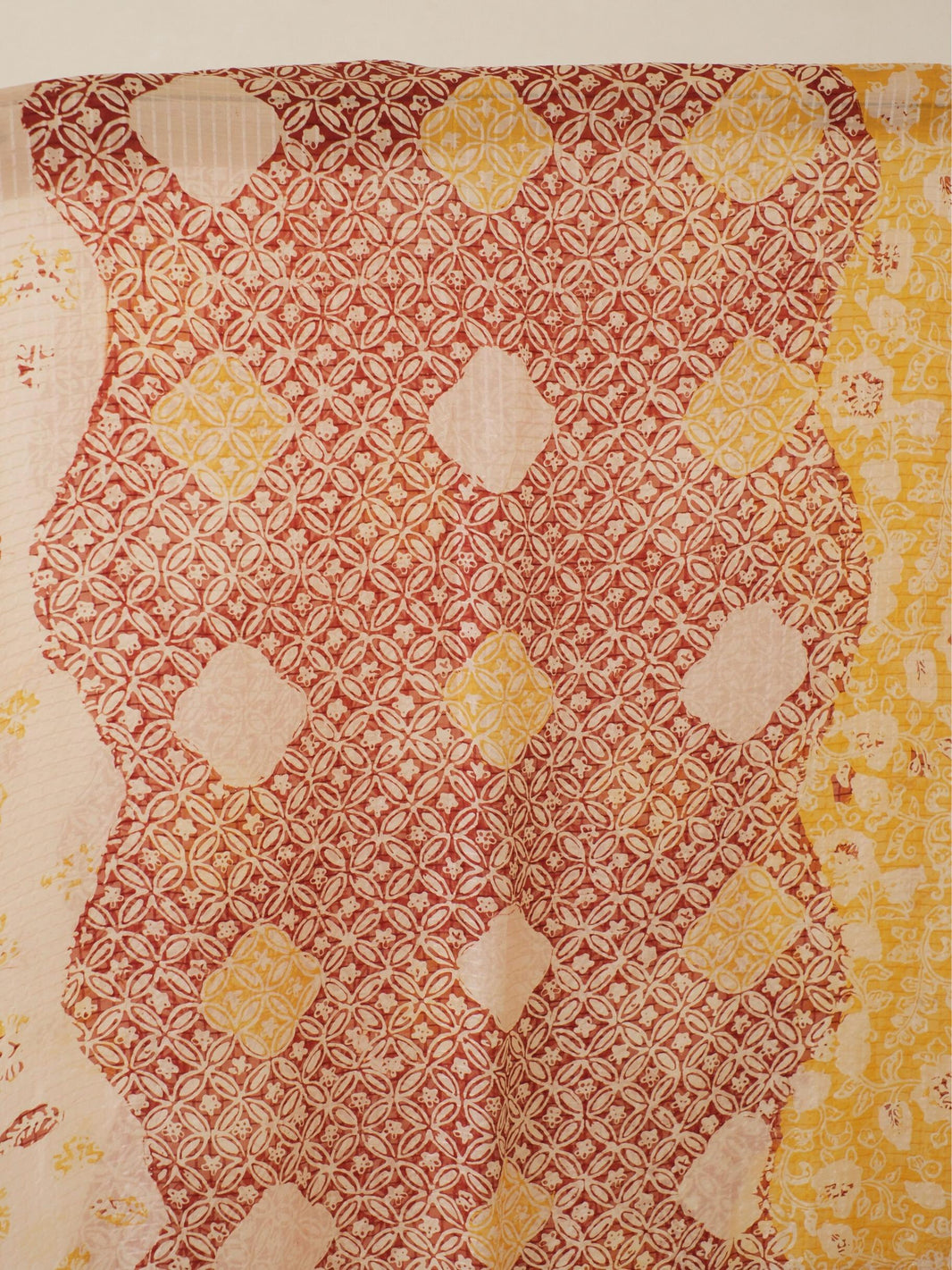 Batik Ratu - Selendang Sutra Batik - Kawung Daun - Brown Orange