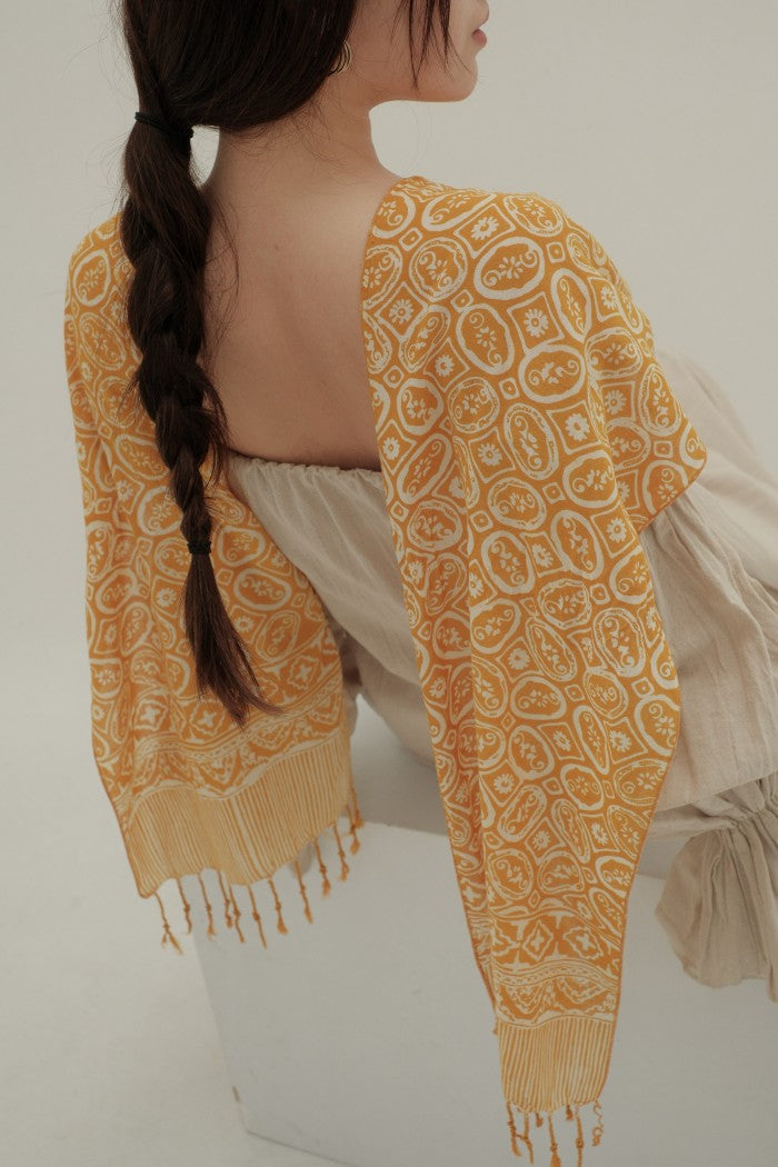 Scarf Batik Kawung Bunga - Yellow | TCK