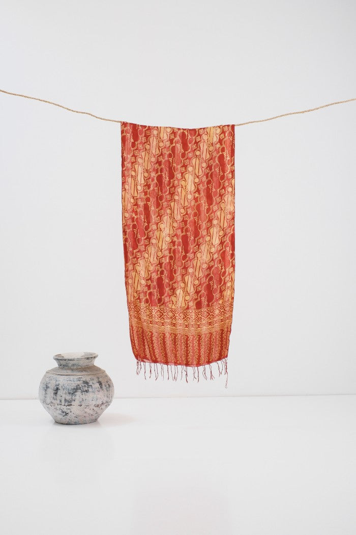 Syal Batik Sutra Parang Rusak Kombi - Red - 45