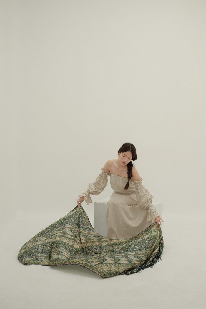 Selendang Sutra Batik Tulis - Alam Merak - Green