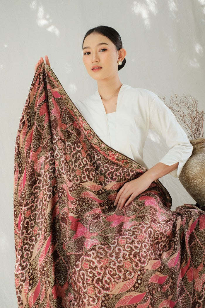 Selendang Sutra Batik Tulis - Sangga Langit - Pink