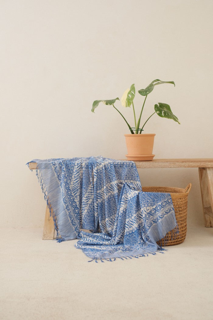 Selendang Batik TCB Parang 1 Blue - 80