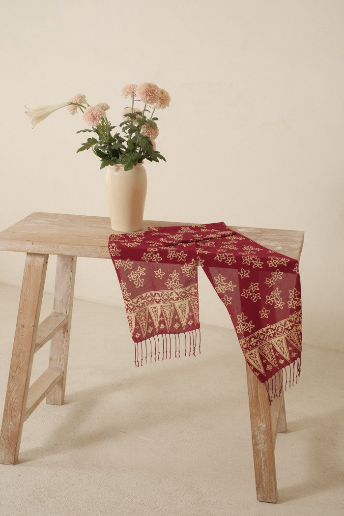 Scarf Batik Bunga Melati - Maroon | DNN