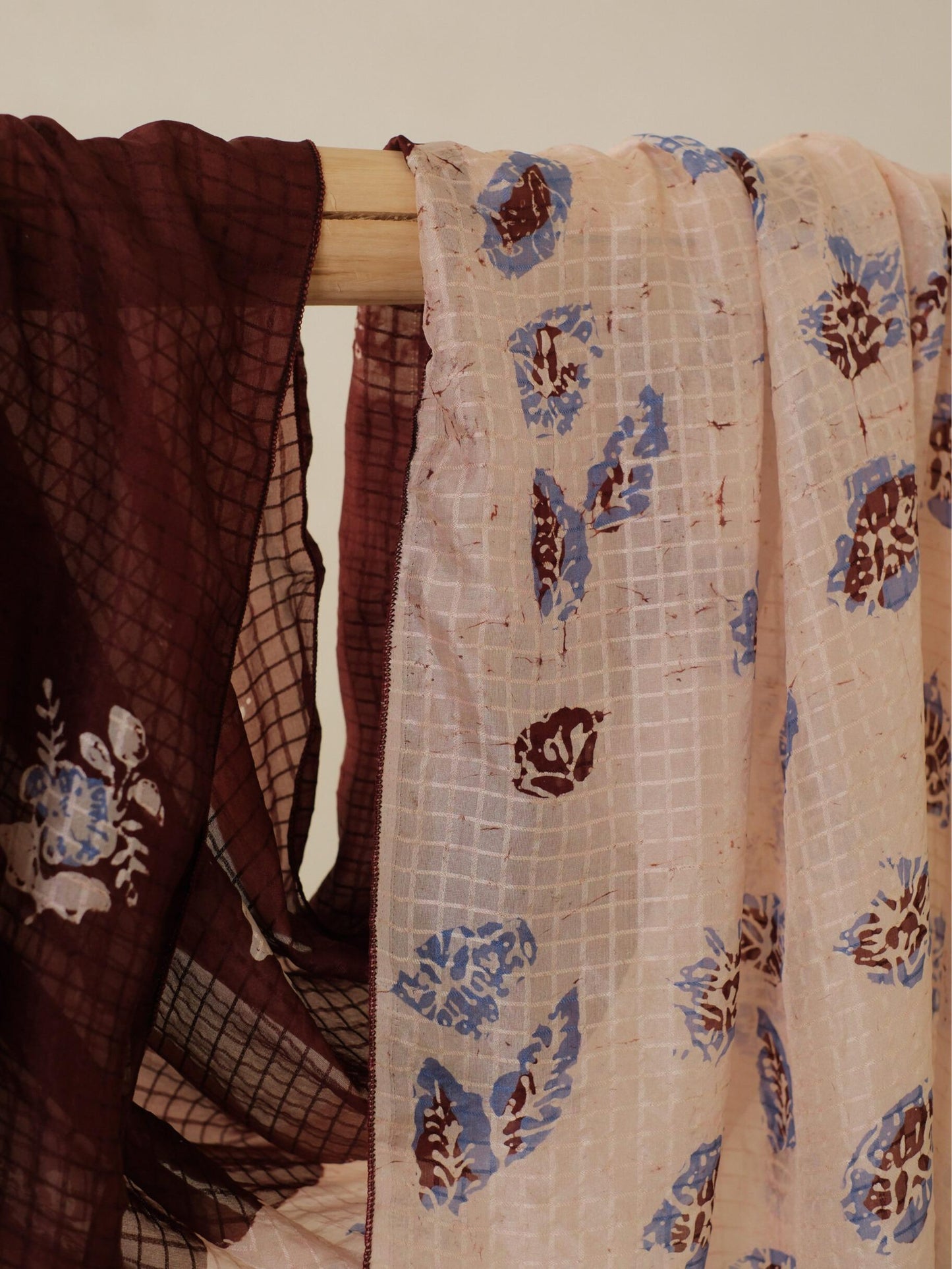 Selendang Sutra Batik - Selaras Brown Pink 2