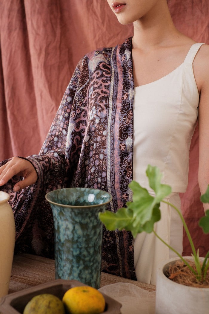 Sangga Langit in Purple - Selendang Sutra Batik Tulis