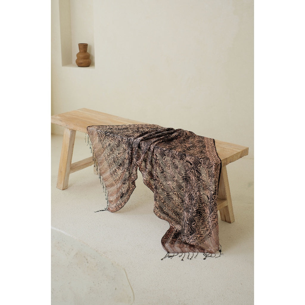 Syal Batik Sutra Kupu in Black - 55