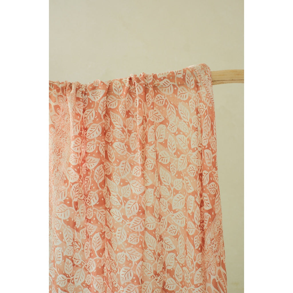 Calathea in Cream - Selendang Sutra Batik