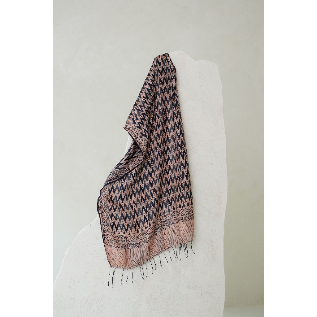 Syal Batik Sutra Songket in Black - 55