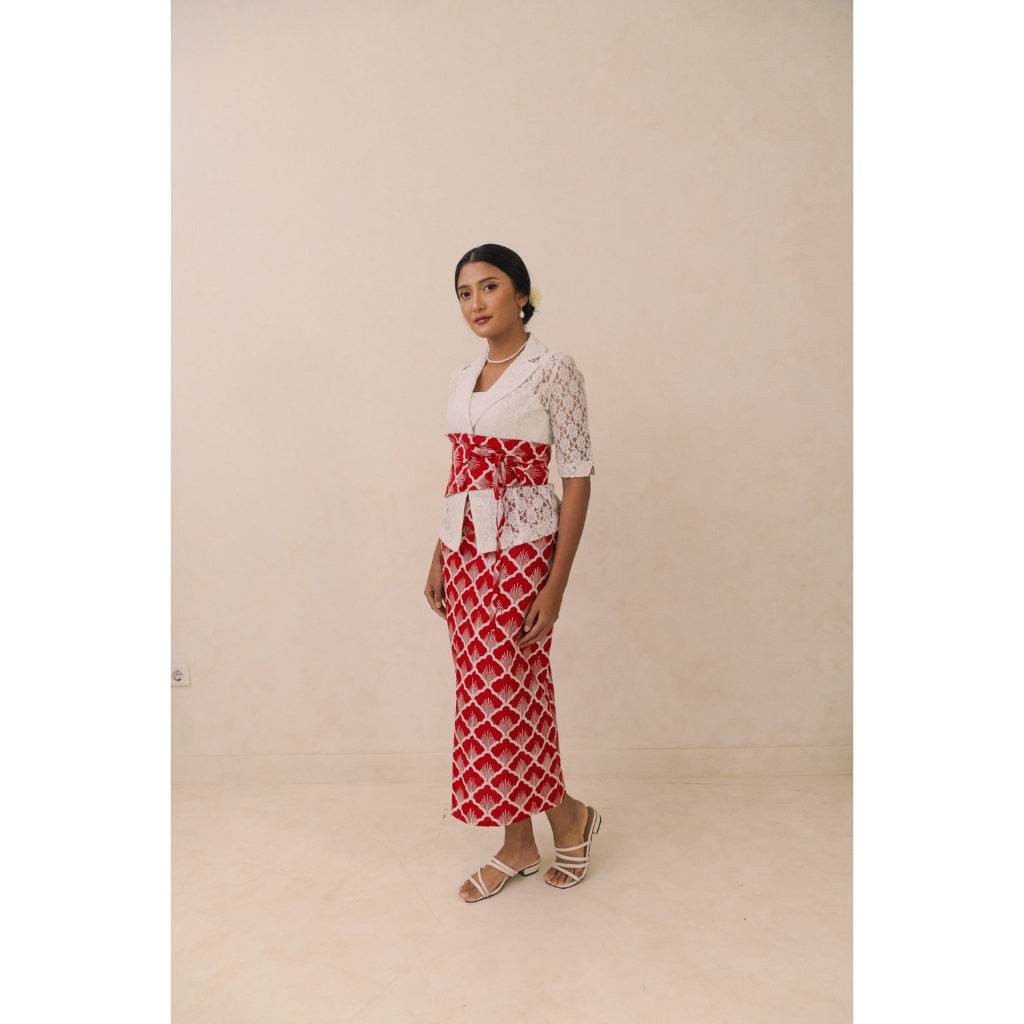 Darra in Red - Obi Belt Batik