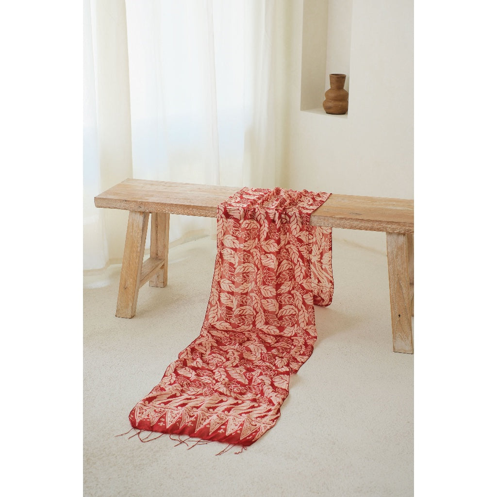 Daun Sayap in Red - Syal Batik Sutra - 45