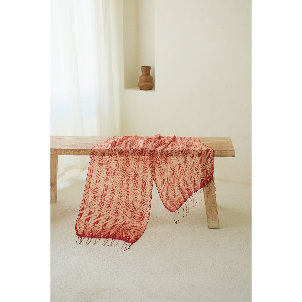 Centella in Red - Syal Batik Sutra - 45