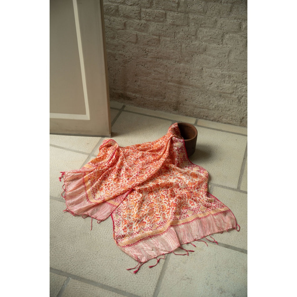 Syal Batik Sutra Orange 08