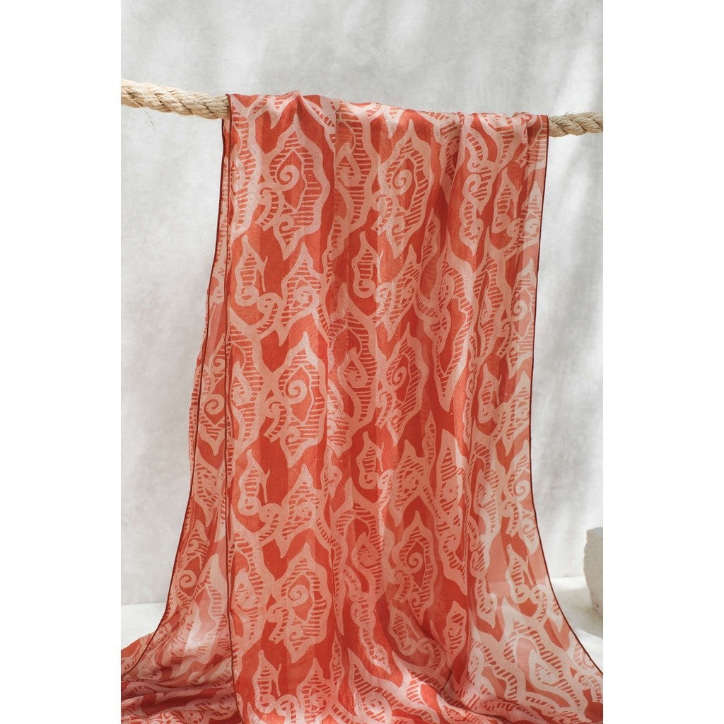 Syal Batik Sutra Mega Mendung - Pink - 45