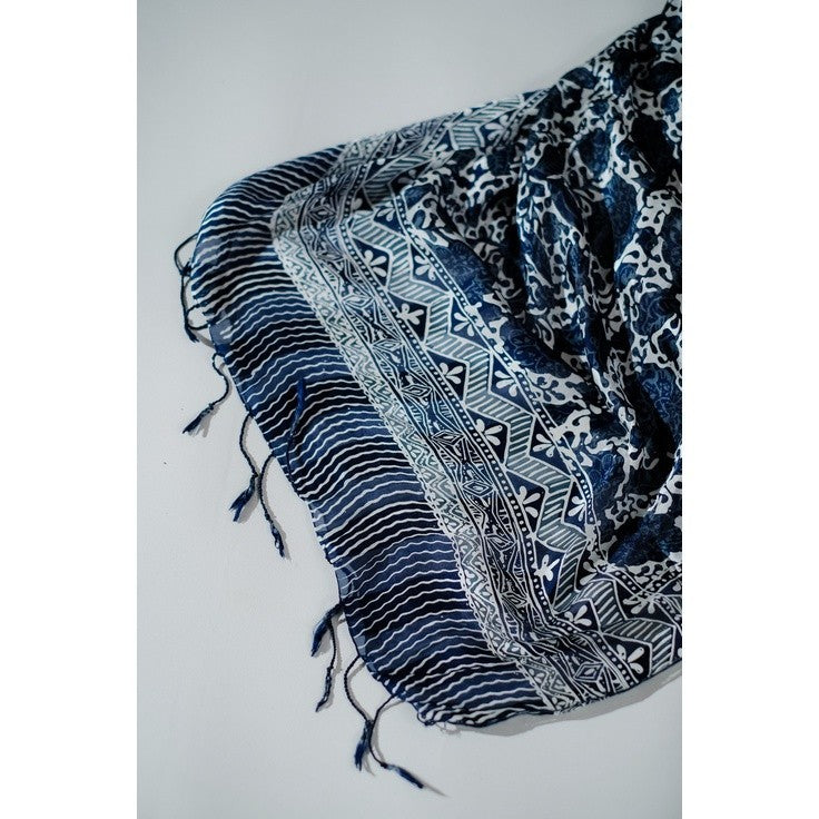 Selendang Batik Sutra Black Blue 01