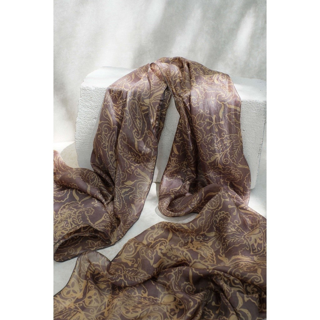 Syal Batik Sutra Paisley - Grey - 45