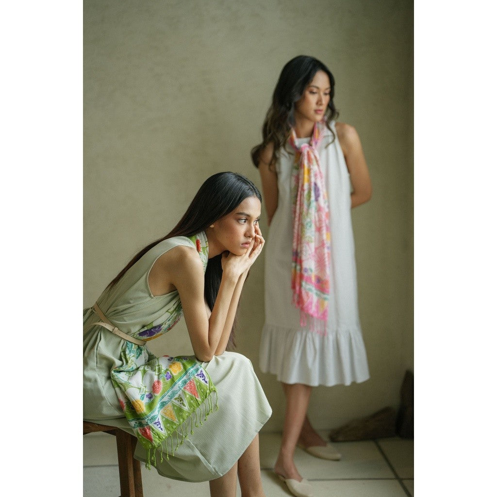 Selendang Batik Encim Kawung Pink