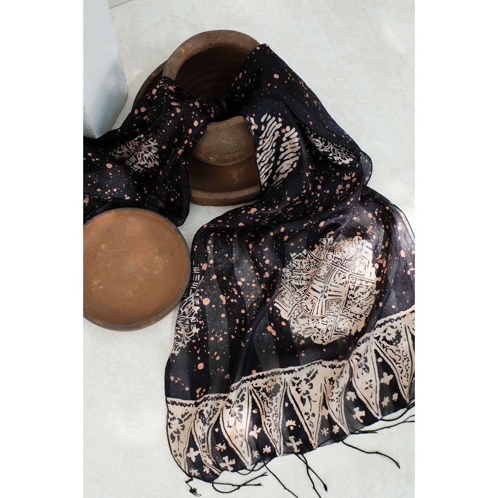 Syal Batik Sutra Jupri - Black - 45
