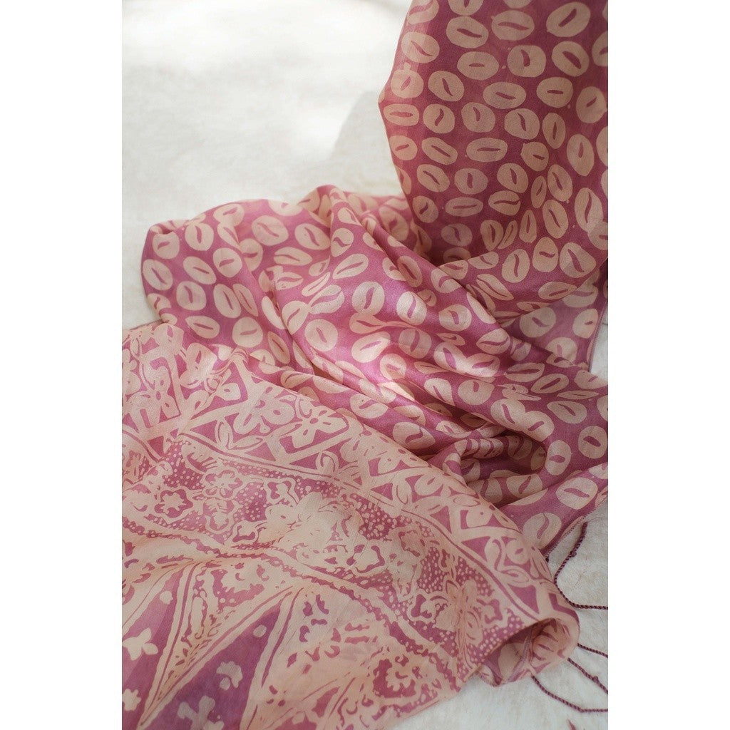 Syal Batik Sutra Biji Kopi - Purple - 45