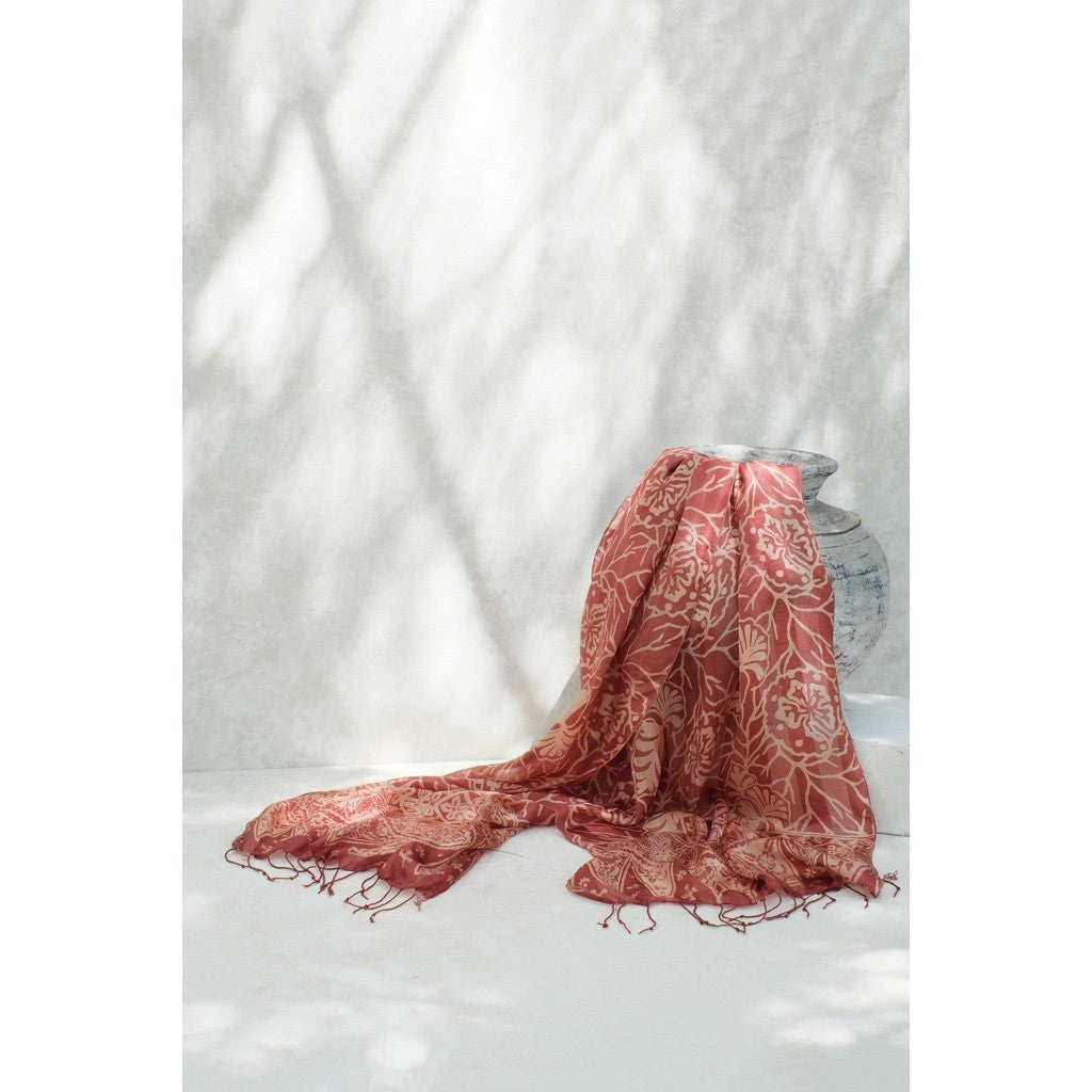 Syal Batik Sutra Ranting - Pink - 45