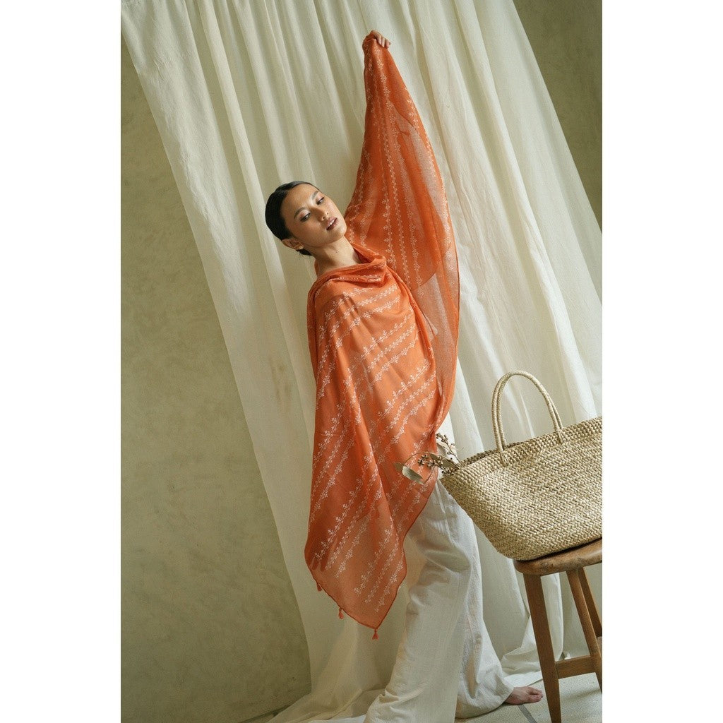 Joya Orange Shawl / Selendang Batik