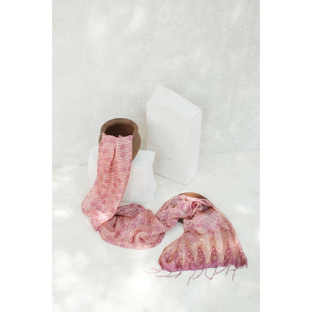 Syal Batik Sutra Ombak - Purple - 45